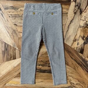 H&M Girls Dogtooth Houndstooth Leggings Black White Gold Button Pull On Size 3T